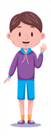 Boy waiving hand  Illustration