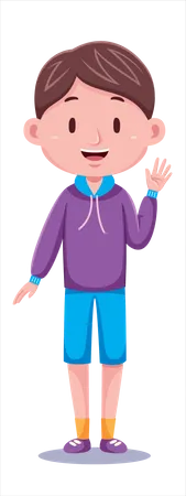 Boy waiving hand  Illustration