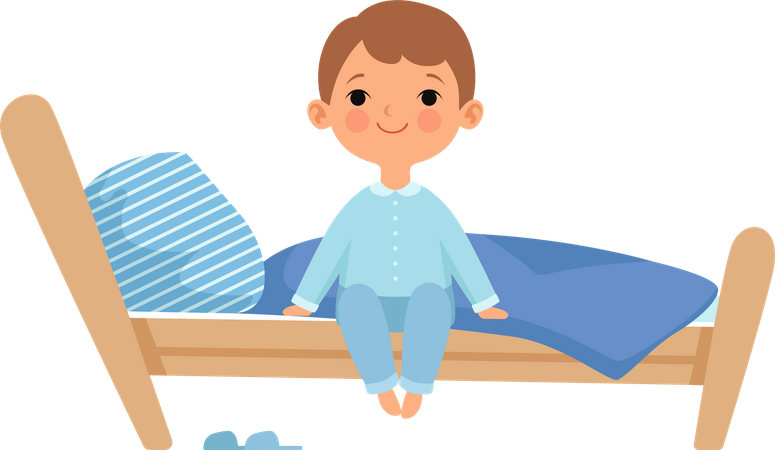 Boy waking up in morning  Illustration