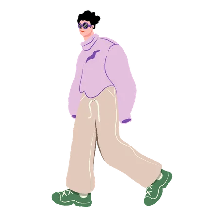 Boy walking  Illustration