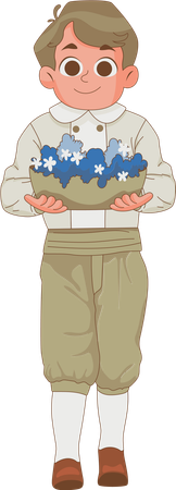 Boy walking and Wedding Ring Bearer  Illustration