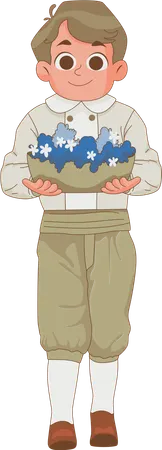 Boy walking and Wedding Ring Bearer  Illustration