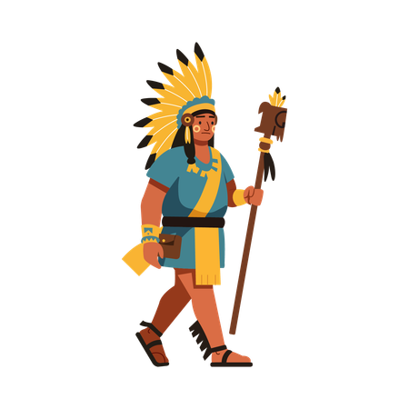 Boy walking in cultural parade  Illustration
