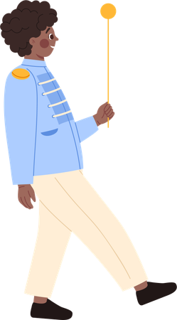 パレードを歩く少年  イラスト
