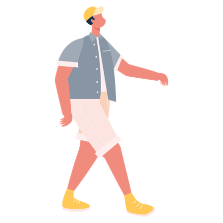 Boy walking on summer vacation  Illustration