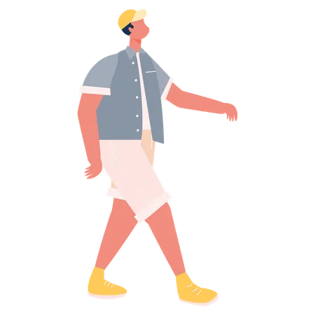 Boy walking on summer vacation  Illustration