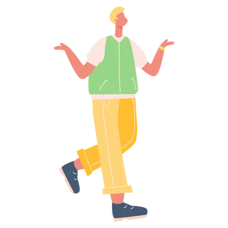 Boy walking on vacation  Illustration