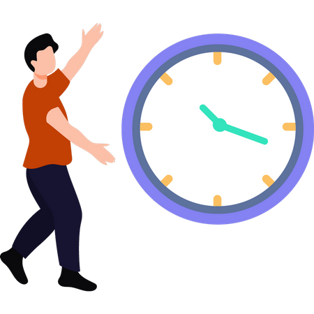 Boy walking towards clock  Illustration