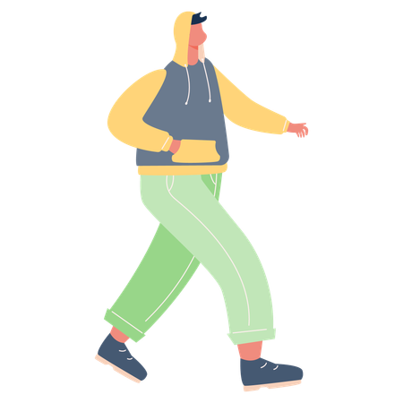 Boy walking while wearing hoodie  Illustration