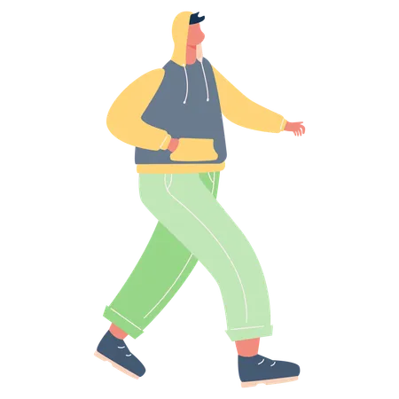 Boy walking while wearing hoodie  Illustration