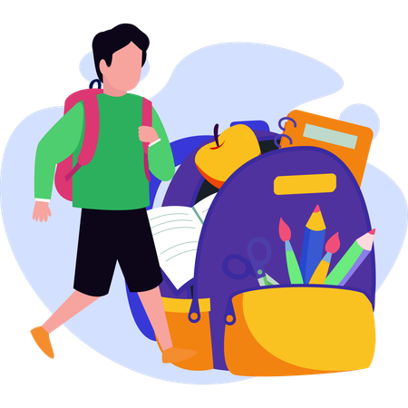 Boy walking with a backpack symbolizing the back-to-school season  Illustration
