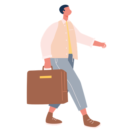 Boy walking with briefcase  Illustration