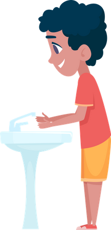 Boy Washing Hand Illustration