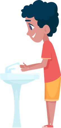 Boy Washing Hand  Illustration