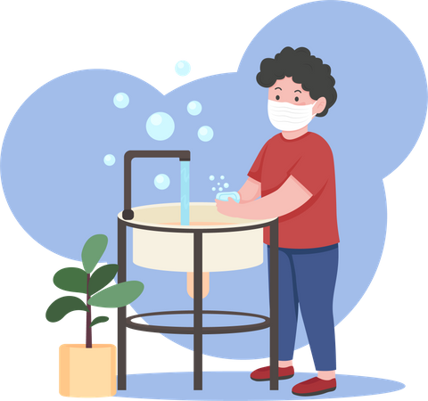Boy washing hands Illustration