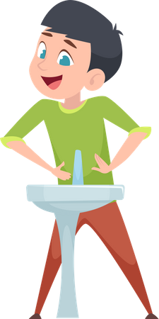 Boy washing hands  Illustration