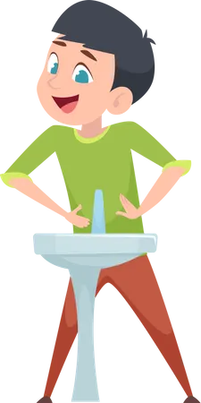 Boy washing hands  Illustration