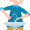 illustration washing hands in sink