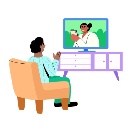 Boy watching commercial ads  Illustration