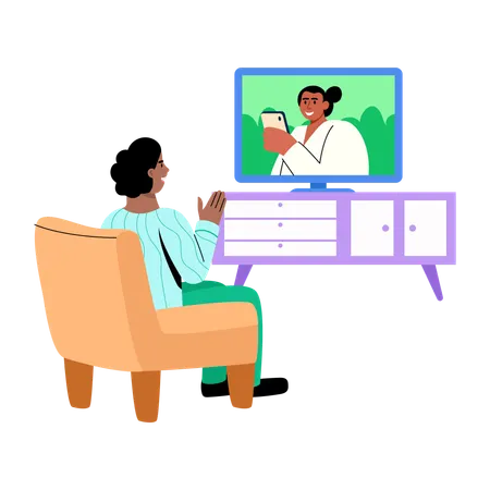 Boy watching commercial ads  Illustration