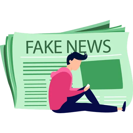 Boy watching fake news  Illustration