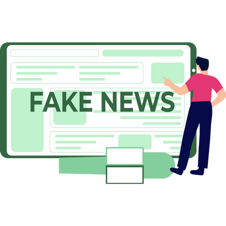 Boy watching fake news  Illustration