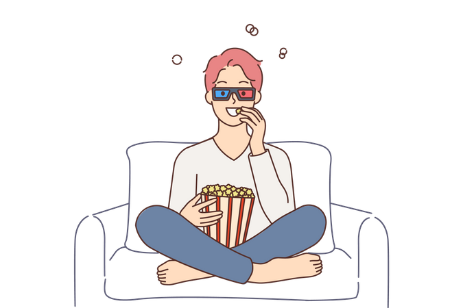 Boy watching movie  Illustration