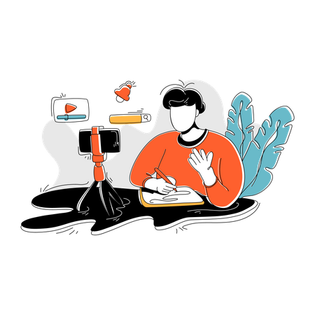 Boy watching online video and learning stuff  Illustration