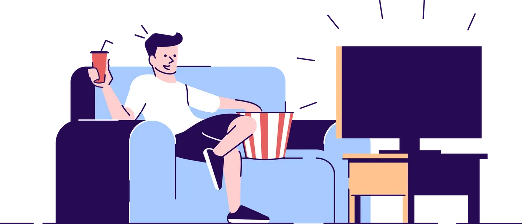 Boy watching TV Illustration