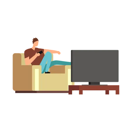 Boy watching tv at home  Ilustração