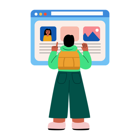 Boy watching web advertising  Illustration