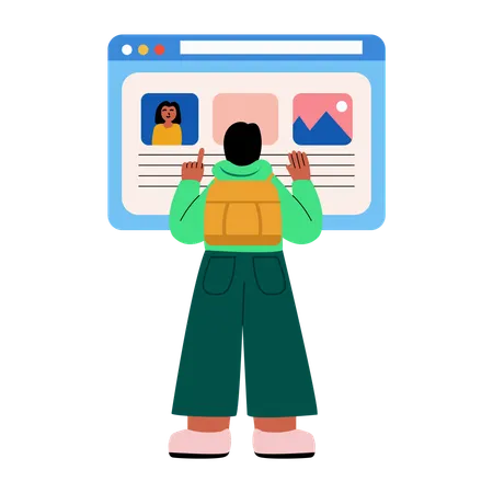 Boy watching web advertising  Illustration