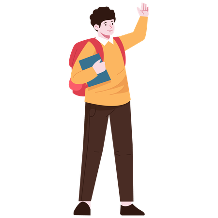 Boy waving at someone  Illustration