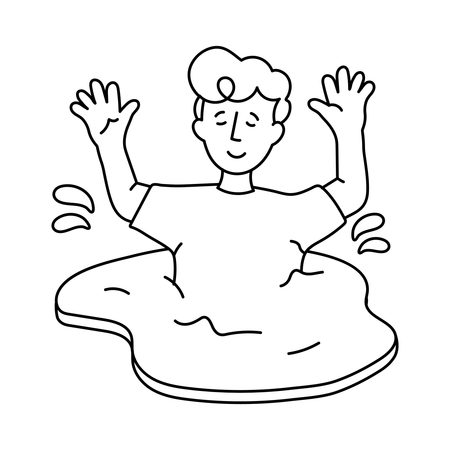 Boy Waving from Water  Illustration