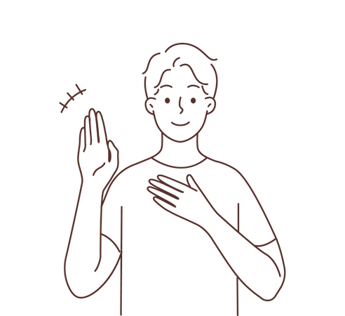Boy waving hand  Illustration