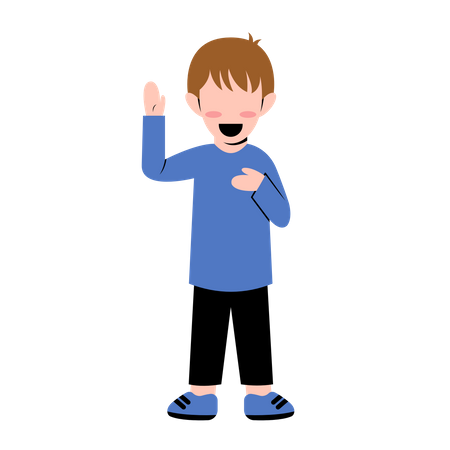 Boy Waving Hand  Illustration