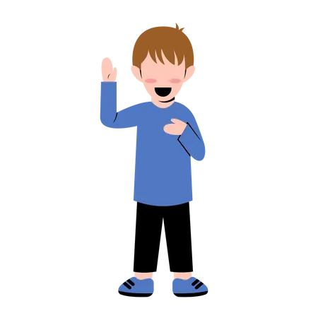 Boy Waving Hand  Illustration