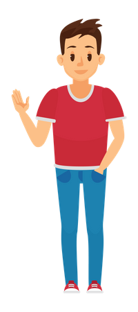 Boy waving hand  Illustration