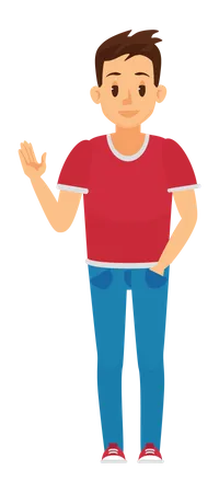 Boy waving hand  Illustration