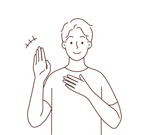 Boy waving hand  Illustration