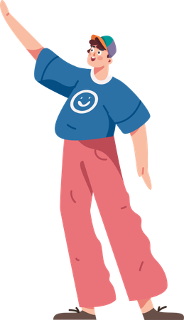 Boy waving hand to someone  Illustration