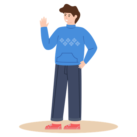 Boy Waving his hand  Illustration