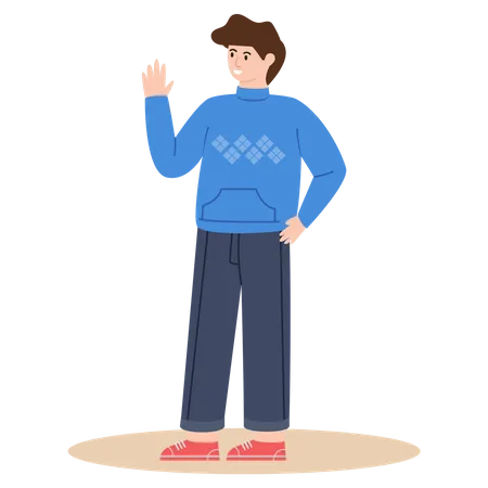 Boy Waving his hand  Illustration