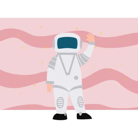 Boy Is Waving In Space Illustration