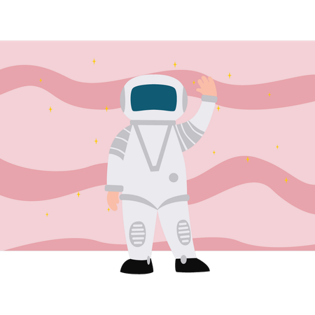 Boy Waving In Space  Illustration