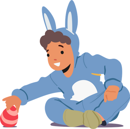 Boy Wear Rabbit Costume  Illustration