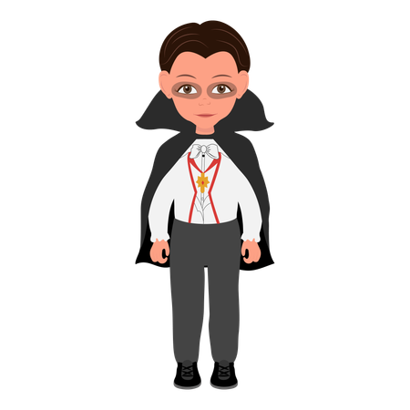 Boy Wearing a Dracula Halloween Costume  Illustration