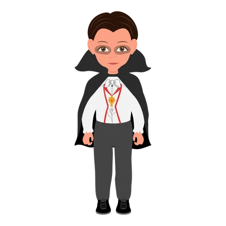 Boy Wearing a Dracula Halloween Costume  Illustration