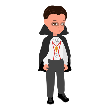 Boy Wearing a Dracula Halloween Costume  Illustration