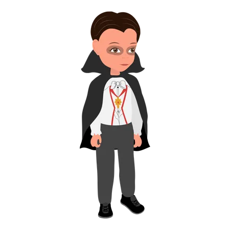 Boy Wearing a Dracula Halloween Costume  Illustration